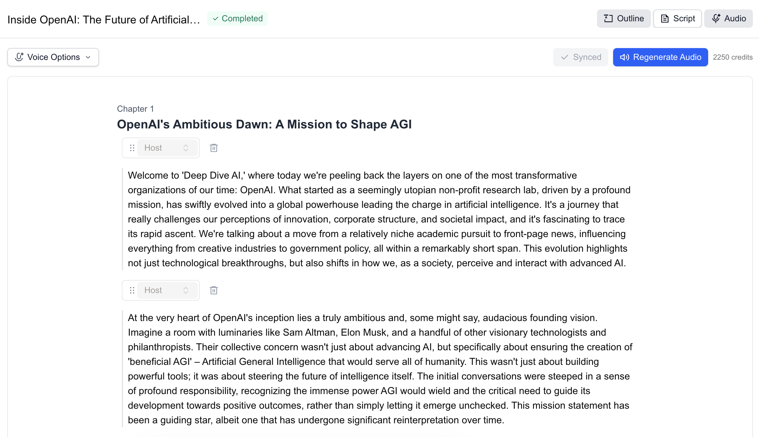 Generate your podcast